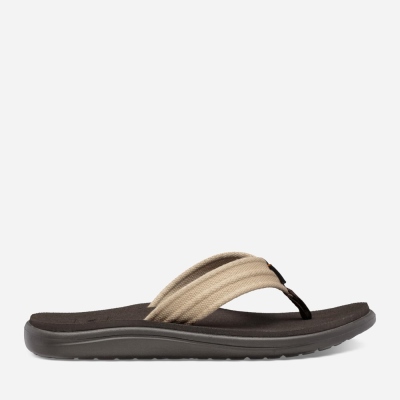 Teva Voya Canvas - Men's Teva Flip Flops - Coffee | India (FNGJ24973)